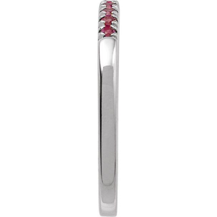 10K White Gold Lab-Grown Ruby Stackable Ring