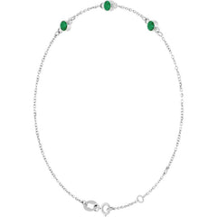 Sterling Silver Lab-Grown Emerald Bezel-Set 3-Stone6 1/2-7 1/2" Bracelet