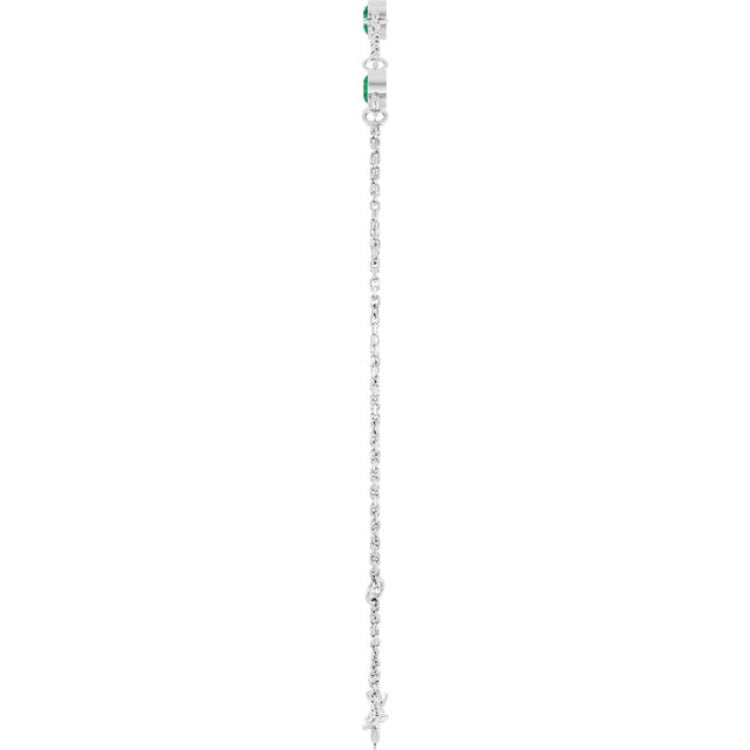 Sterling Silver Lab-Grown Emerald Bezel-Set 3-Stone6 1/2-7 1/2" Bracelet
