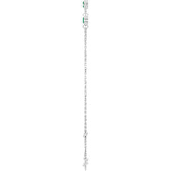 Sterling Silver Lab-Grown Emerald Bezel-Set 3-Stone6 1/2-7 1/2" Bracelet