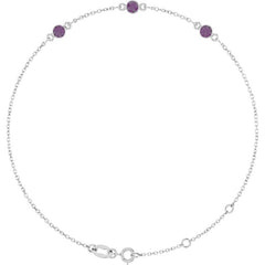 Sterling Silver Lab-Grown Alexandrite Bezel-Set 3-Stone 6 1/2-7 1/2" Bracelet