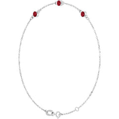 Sterling Silver Lab-Grown Ruby Bezel-Set 3-Stone 6 1/2-7 1/2" Bracelet