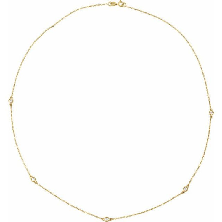 14K Yellow Gold 1/4 CTW Natural Diamond 5-Station 18" Necklace