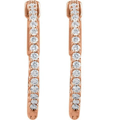 14K Rose Gold 3/4 CTW Natural Diamond Inside-Outside 23 mm Hinged Hoop Earrings