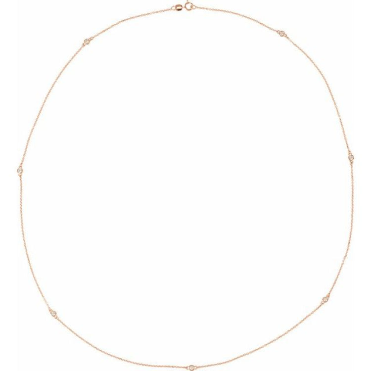 14K Rose Gold 1/3 CTW Natural Diamond 7-Station 24" Necklace