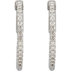 Platinum 1/2 CTW Natural Diamond Inside-Outside 19 mm Hinged Hoop Earrings