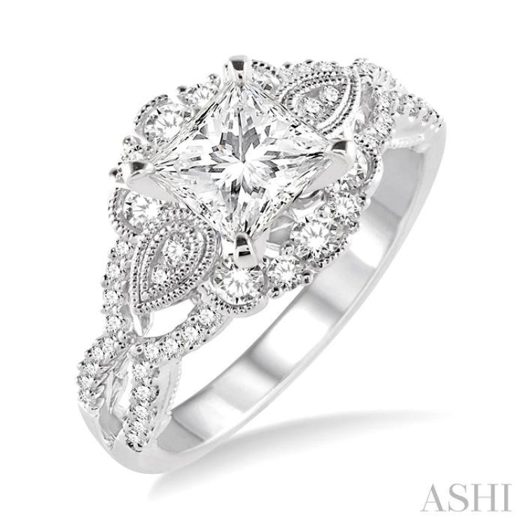 5/8 Ctw Diamond Semi-Mount Engagement Ring in 14K White Gold