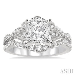 5/8 Ctw Diamond Semi-Mount Engagement Ring in 14K White Gold