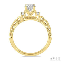 1/3 Ctw Diamond Engagement Ring with 1/4 Ct Round Cut Center Stone in 14K Yellow Gold