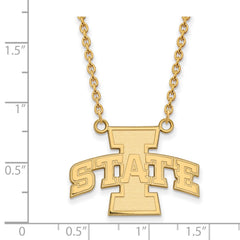14k Gold LogoArt Iowa State University Large Pendant 18 inch Necklace