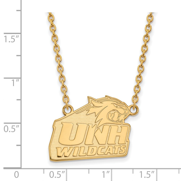 10k Gold LogoArt University of New Hampshire Large Pendant 18 inch Necklace