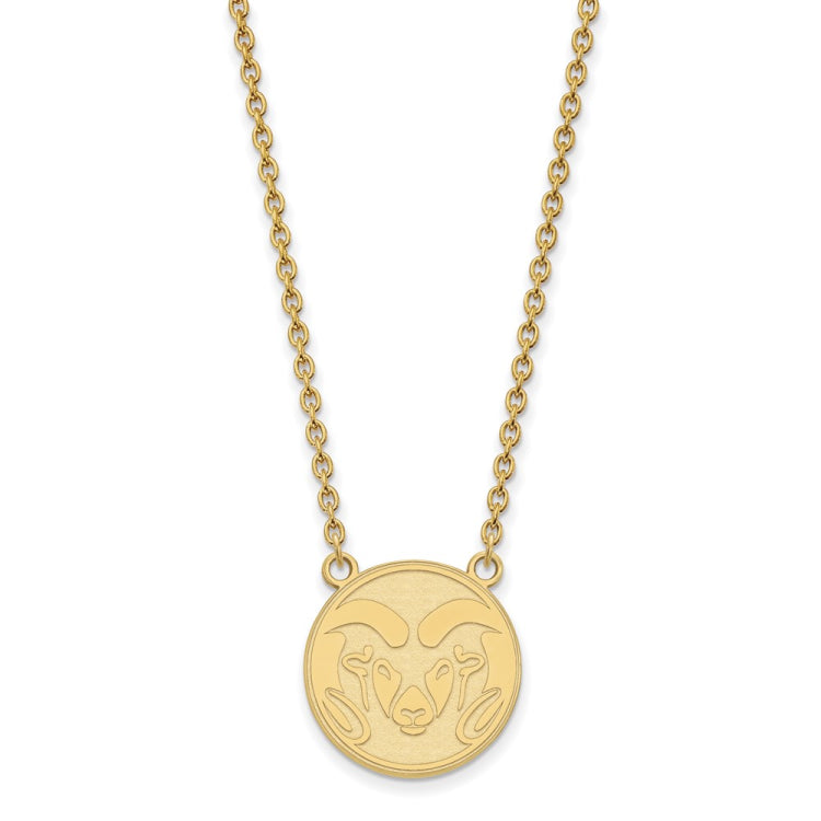 14k Gold LogoArt Colorado State University Ram Large Pendant 18 inch Necklace