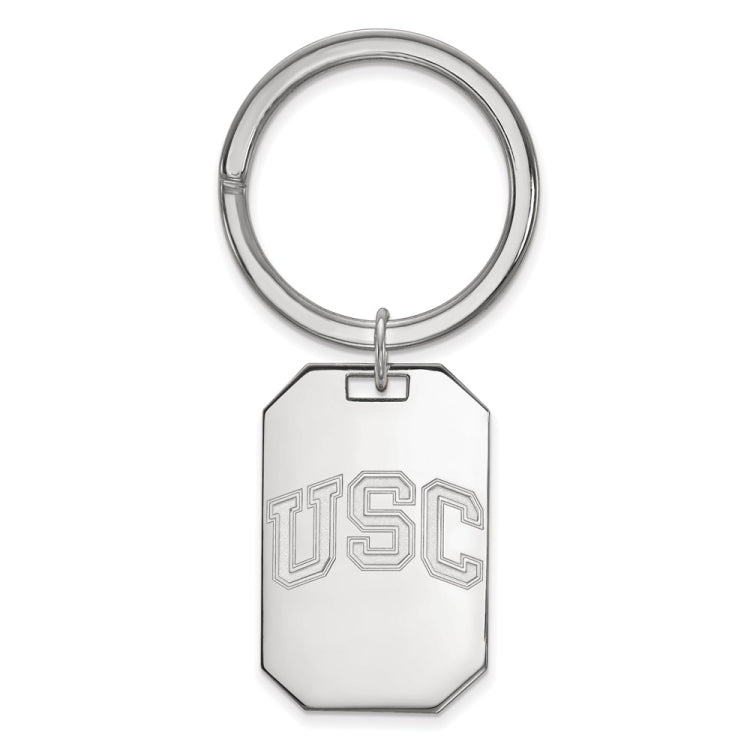 Sterling Silver Rhodium-plated University of Southern California U-S-C Key Ring