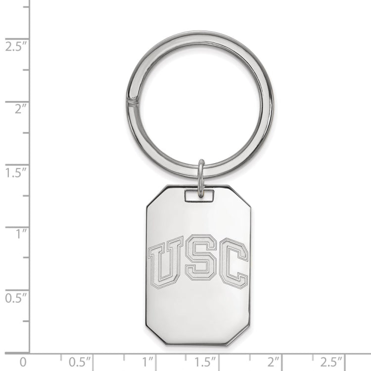 Sterling Silver Rhodium-plated University of Southern California U-S-C Key Ring