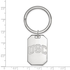 Sterling Silver Rhodium-plated University of Southern California U-S-C Key Ring