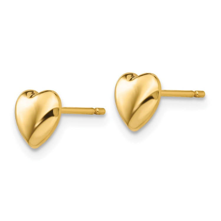 14K 6mm Polished Heart Post Stud Earrings