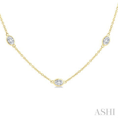 2 Ctw Oval Cut Diamond Fashion Station Necklace in 14K Yellow Gold