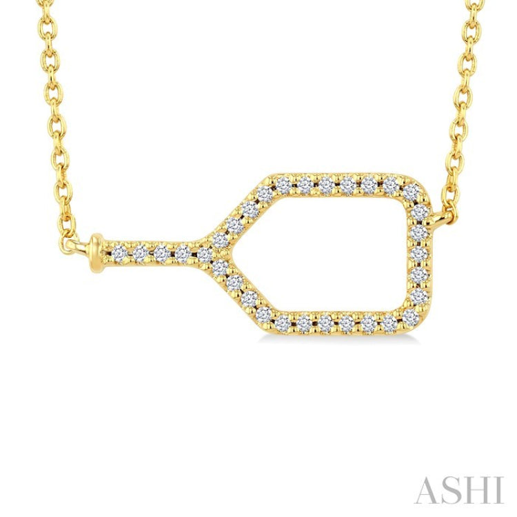 1/10 Ctw Round Cut Diamond Petite Pickleball Fashion Pendant With Chain in 10K Yellow Gold