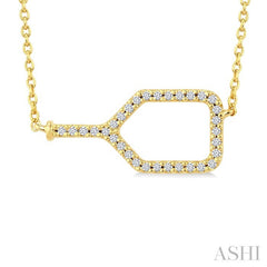 1/10 Ctw Round Cut Diamond Petite Pickleball Fashion Pendant With Chain in 10K Yellow Gold