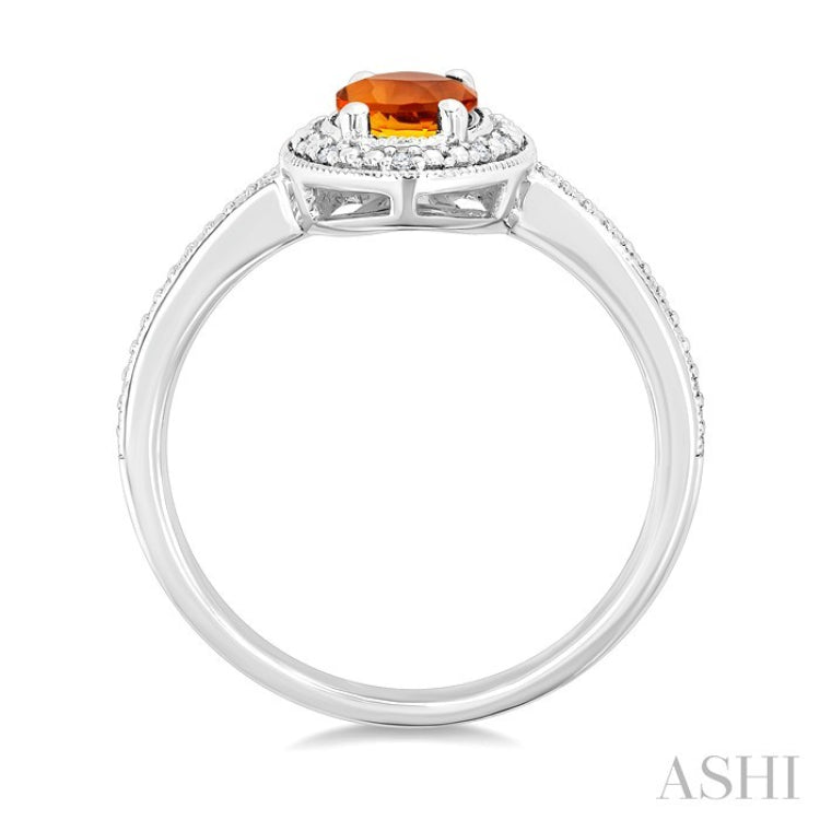 7X5 MM Oval Shape Citrine and 1/50 Ctw Round Cut Diamond Semi-Precious Ring in Sterling Silver