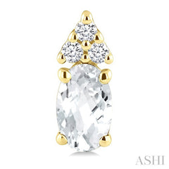 1/20 Ctw Oval Cut 5X3 MM White Topaz and Round Cut Diamond semi-precious Earrings in 10K Yellow Gold
