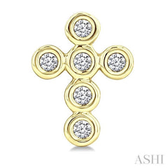 1/10 Ctw Round Cut Diamond Bezel Set Cross Petite Earrings in 10K Yellow Gold