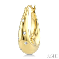 1/6 Ctw Round Cut Diamond Aeris Gold Mosaic Hoop Earrings in 10K Yellow Gold