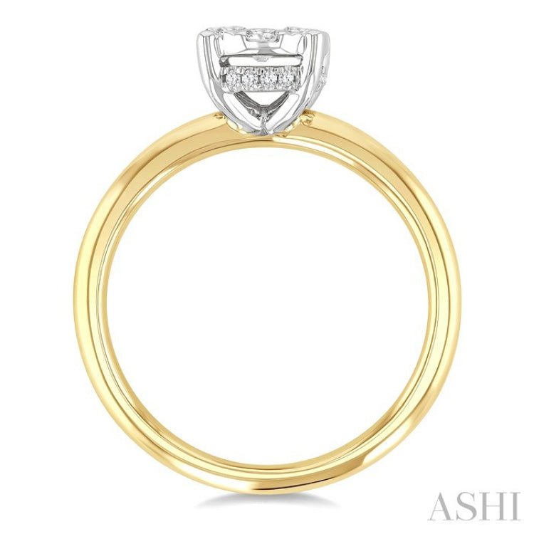 1/2 Ctw Lovebright Oval Shape Round Cut Diamond Cluster Ring in 14K Yellow and White Gold