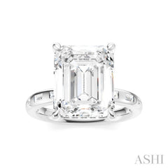 1/3 Ctw Emerald Shape Baguette and Round Cut Diamond Semi-Mount Engagement Ring in 14K White Gold