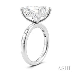 1/3 Ctw Emerald Shape Baguette and Round Cut Diamond Semi-Mount Engagement Ring in 14K White Gold