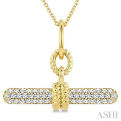 1/3 Ctw Round Cut Diamond T-Bar Fashion Necklace in 10K Yellow Gold