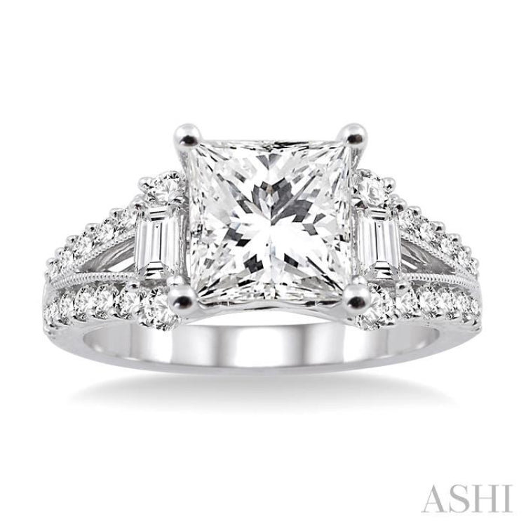 3/4 Ctw Diamond Semi-Mount Engagement Ring in 14K White Gold
