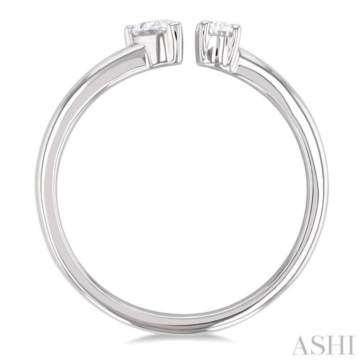 1/3 Ctw Toi Et Moi Oval and Pear Cut Diamond Open Fashion Ring in 14K White Gold