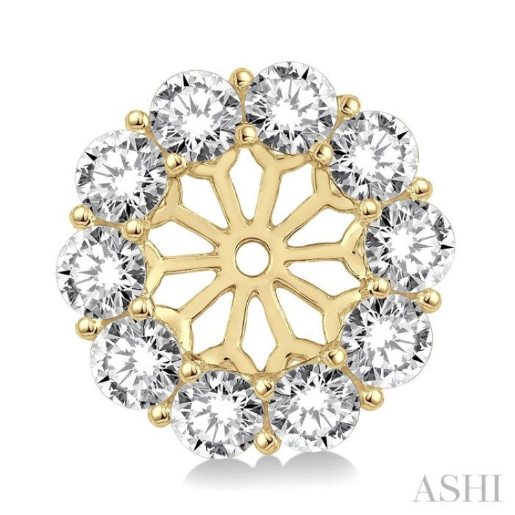 1 1/2 Ctw Round Cut Diamond Earrings Jacket in 14K Yellow Gold