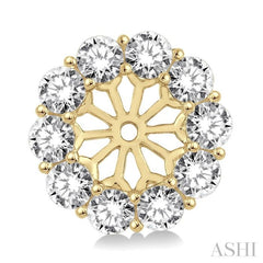 1 1/2 Ctw Round Cut Diamond Earrings Jacket in 14K Yellow Gold