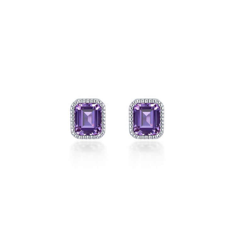 February Birthstone Solitaire Stud Earrings