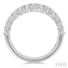 1 1/2 Ctw Triple Row Round Cut Diamond Fashion Band in 14K White Gold