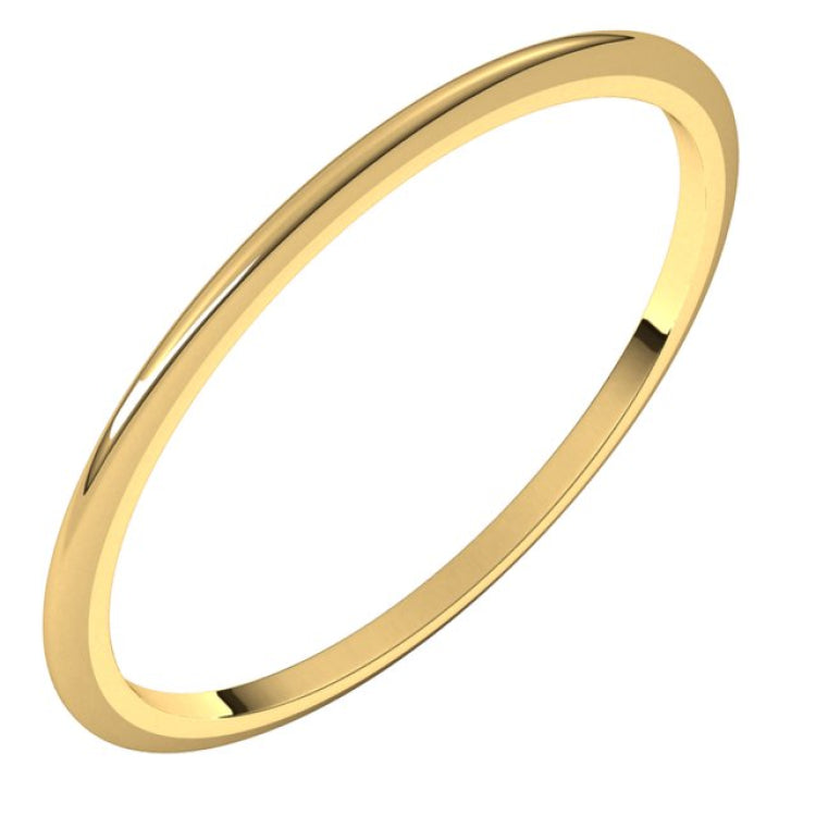 10K Yellow Gold 1 mm Half Round Band Size 6.5