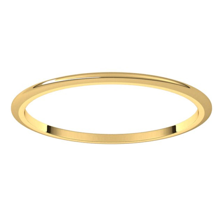 14K Yellow Gold 1 mm Half Round Band Size 10