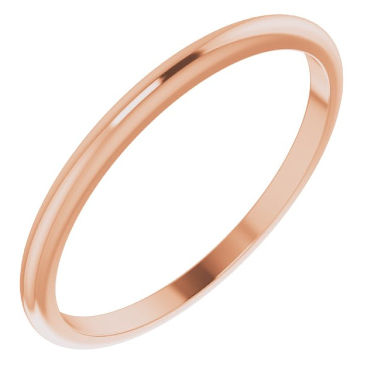 14K Rose Gold 1.5 mm Half Round Band Size 9