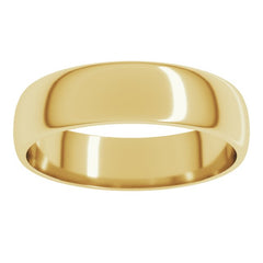 14K Yellow Gold 5 mm Lightweight Half Round Band Size 8.5