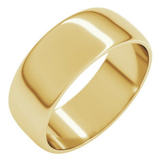 14K Yellow Gold 7 mm Lightweight Half Round Band Size 7