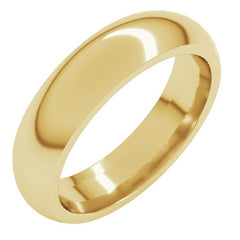 14K Yellow Gold 5 mm Comfort-Fit Half Round Band Size 12.5
