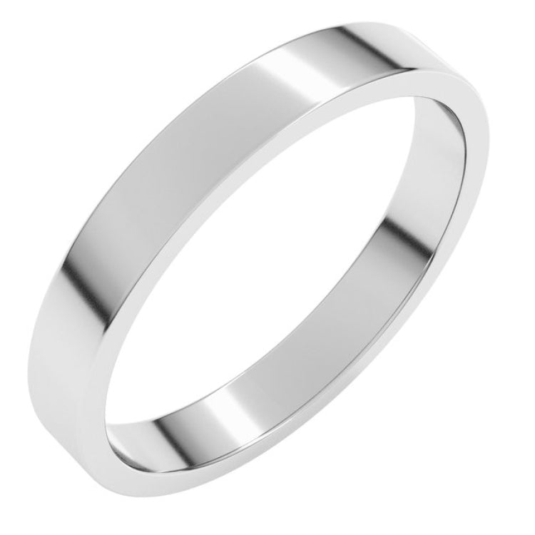 14K White Gold 3 mm Flat Band Size 6.5