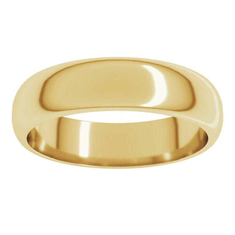 18K Yellow Gold 5 mm Half Round Band Size 11.5
