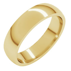 10K Yellow Gold 5 mm Lightweight Comfort-Fit Half Round Band Size 9.5