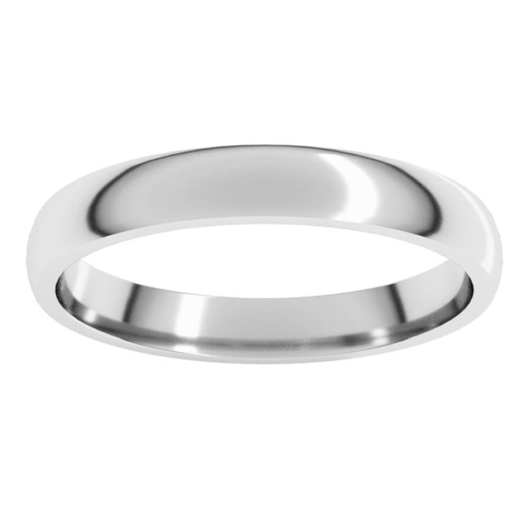 14K White Gold 3 mm Lightweight Comfort-Fit Half Round Band Size 7.5