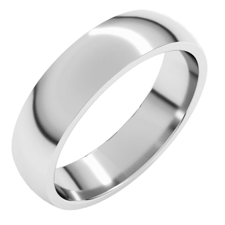 Sterling Silver 5 mm Lightweight Comfort-Fit Half Round Band Size 8.5