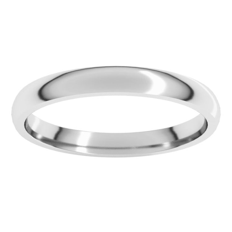 Platinum 2.5 mm Lightweight Comfort-Fit Half Round Band Size 4.5