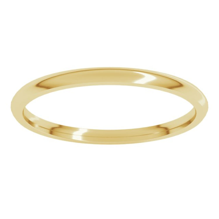14K Yellow Gold 1.5 mm Lightweight Comfort-Fit Half Round Band Size 8